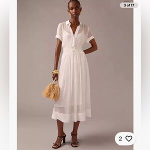 J. Crew White Midi Shirt Dress